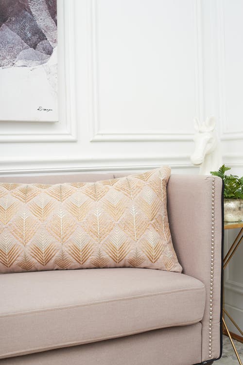 Elisabeth York Coco Geometric Diamond Natural Tan Cotton Decor Throw Pillow, 15" X 35" In Brown