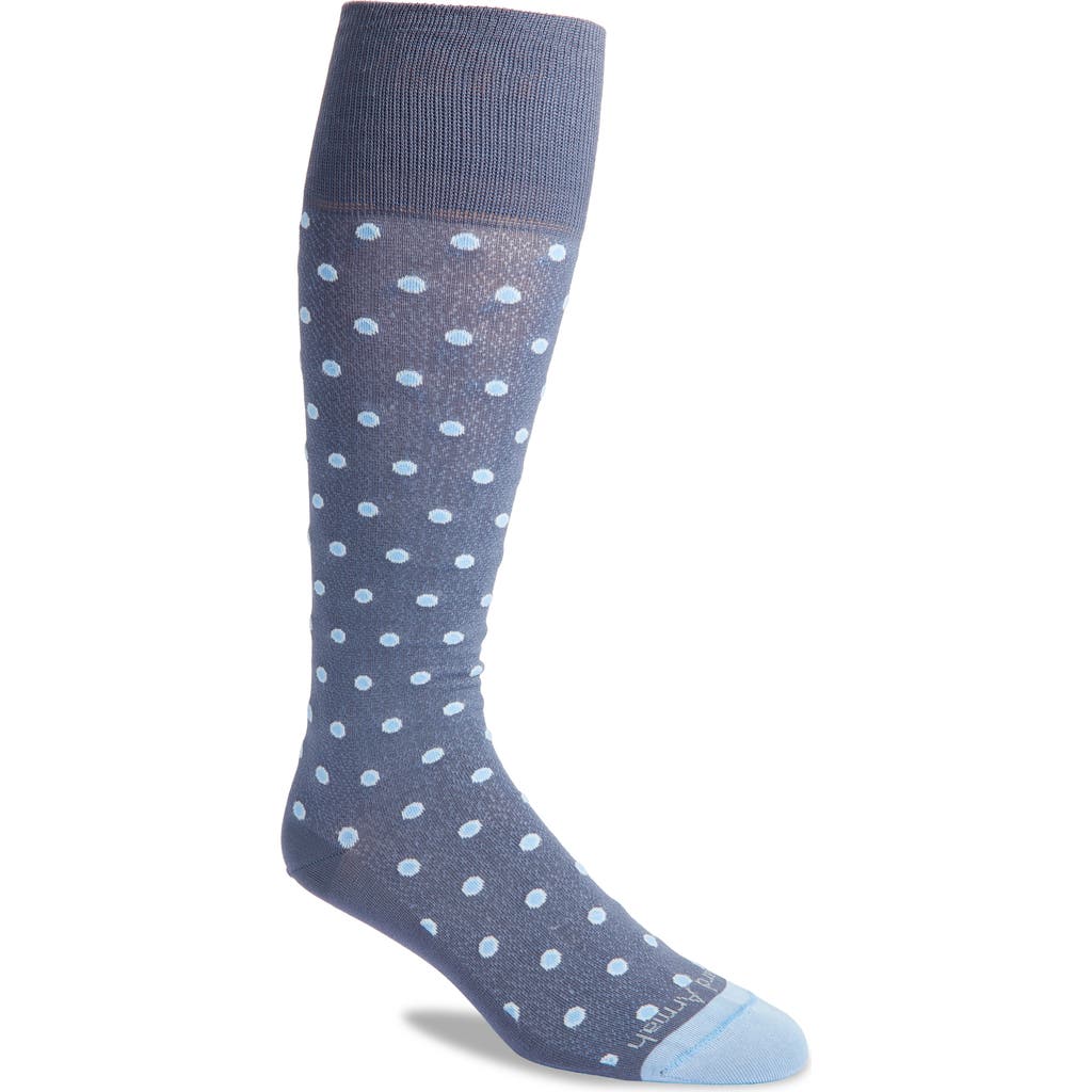 Edward Armah Shadowed Dots Tall Dress Socks In Cool Gray
