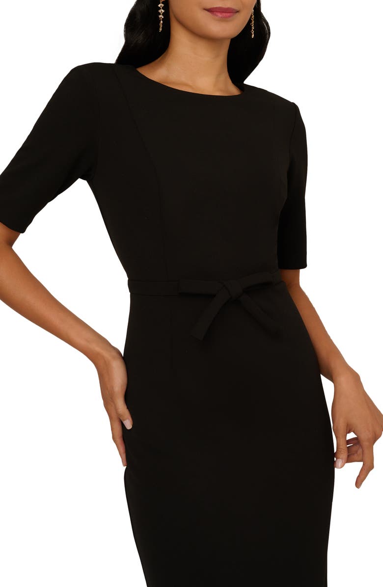 Adrianna Papell Bow Front Sheath Dress, Alternate, color, Black
