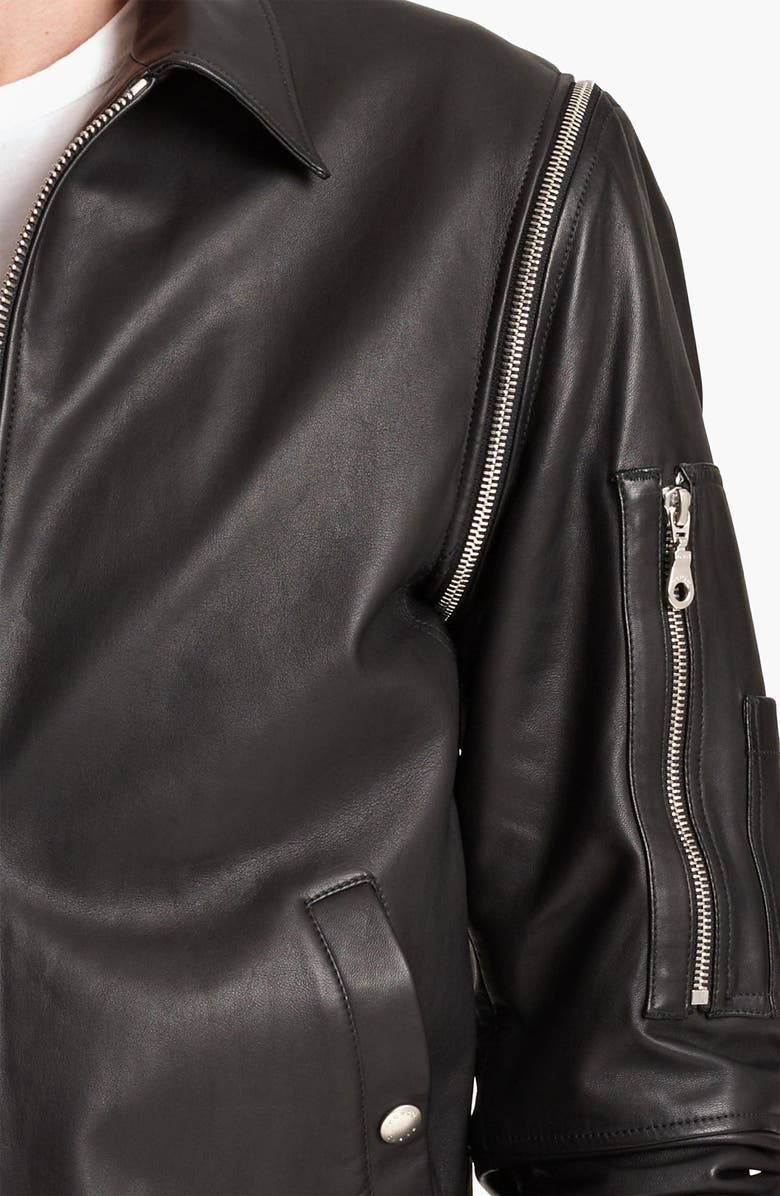 KENZO Leather Jacket with Removable Sleeves, Alternate, color, 