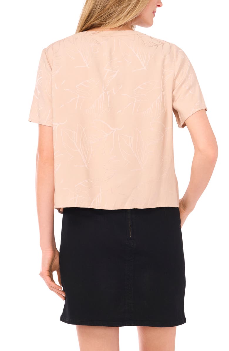 Vince Camuto Jacquard Short Sleeve Top, Alternate, color, Natural