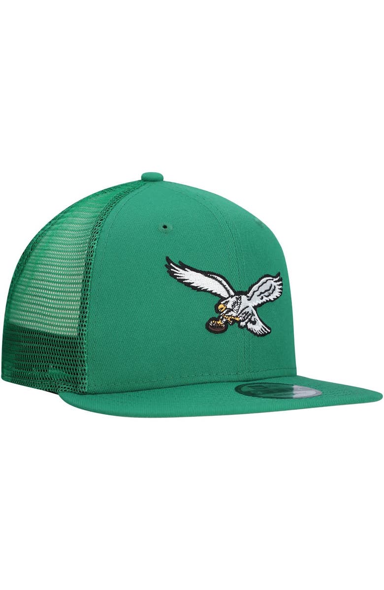 New Era Men's New Era Kelly Green Philadelphia Eagles Throwback Main Trucker 9FIFTY Snapback Hat, Alternate, color, Kelly Green