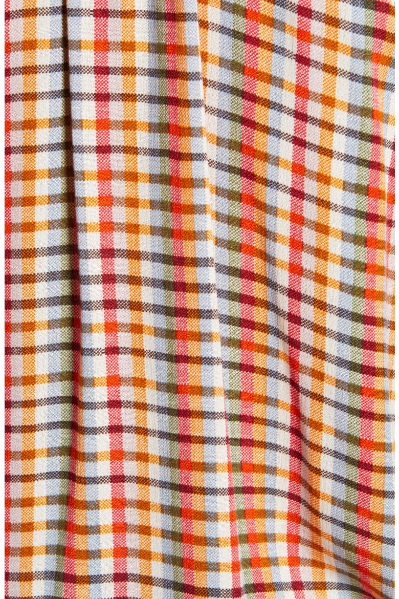 Print Button Front Blouse, Alternate, color, MULTI GINGHAM