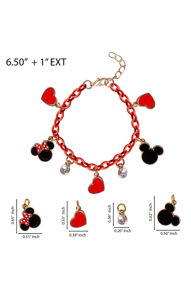 Disney Heart Charm Bracelet, Alternate, color, Red