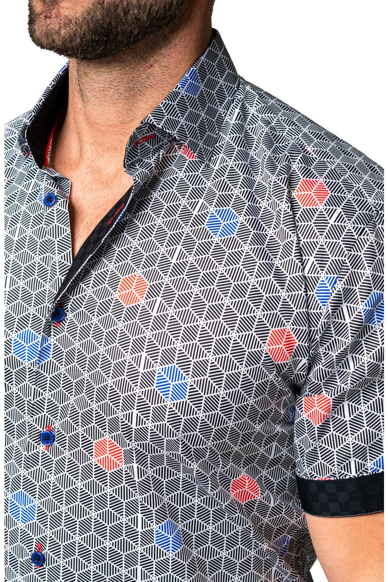 Galileo Geocolor Regular Fit Short Sleeve Button-Up Shirt, Alternate, color, WHITE