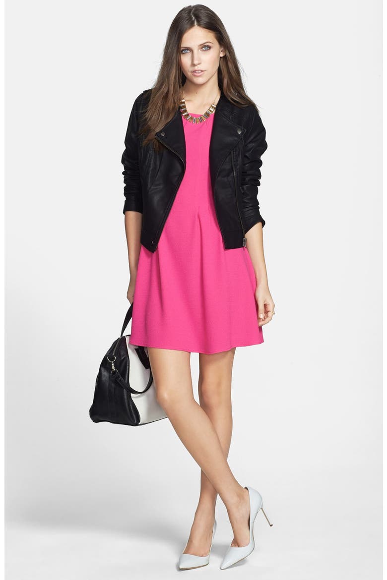 'Mirabelle' Faux Leather Biker Jacket, Alternate, color, BLACK