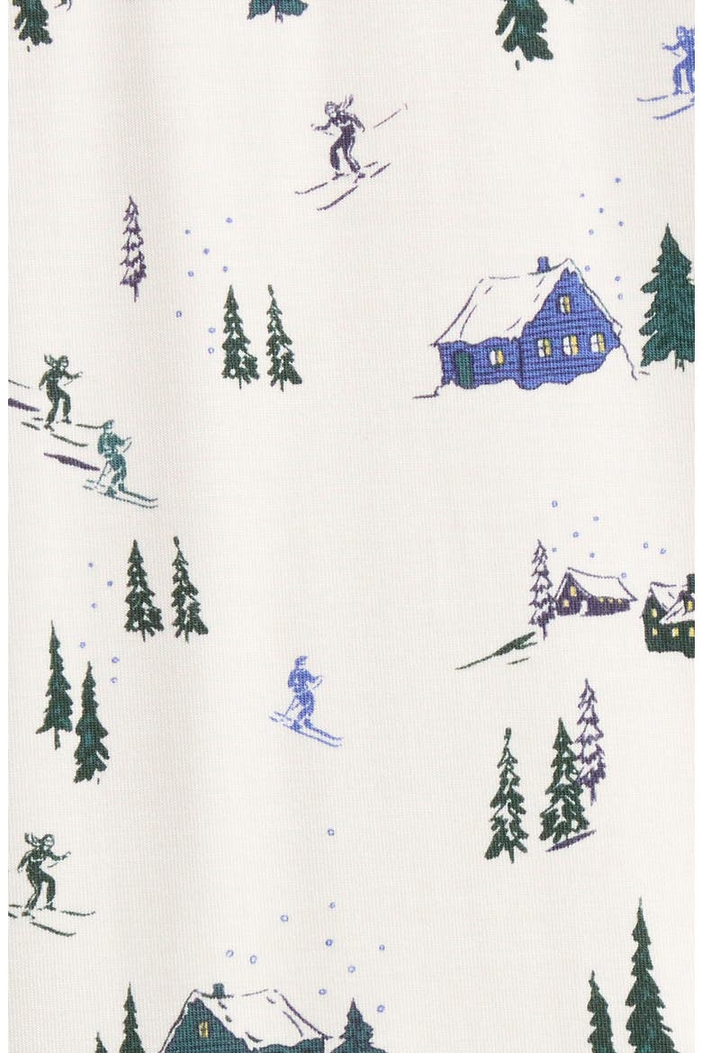 Gisele Printed Long Pajamas, Alternate, color, SKI CHALET IVORY/ PIN