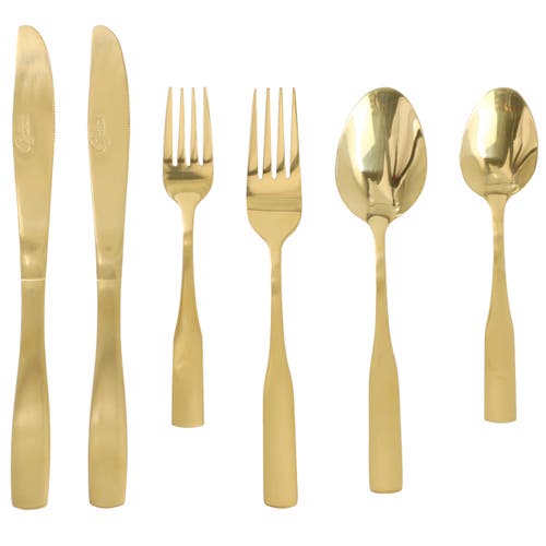 Gibson Home Abbeville 41 Piece Stainless Steel Flatware Set With Wire Caddy In Gold