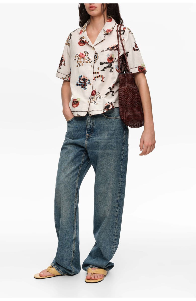 Bimba y Lola Samba Straight Shirt With Decorative Stitching, Alternate, color, Samba