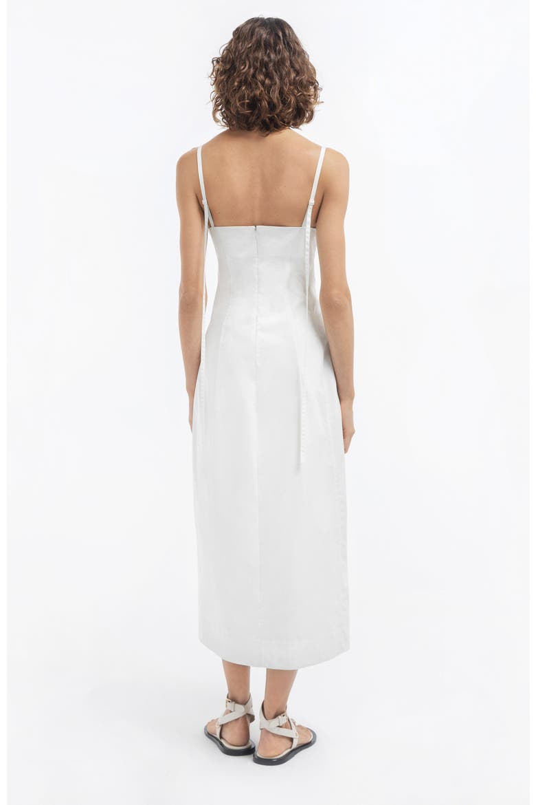 Bustier Midi Dress in Cotton Sateen, Alternate, color, White