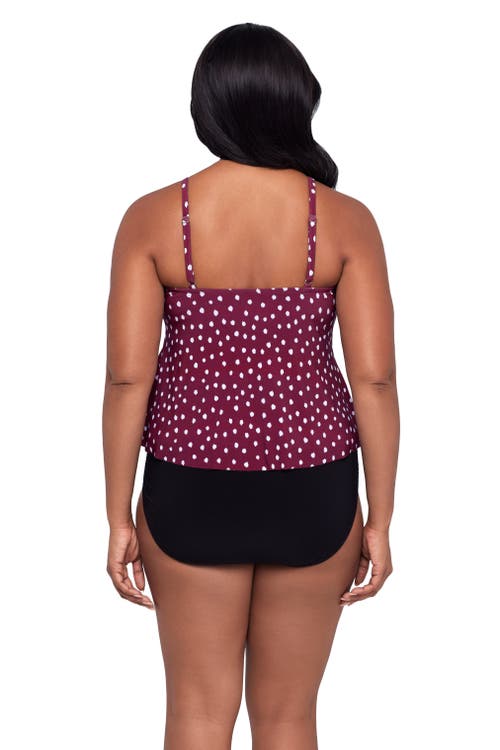 Trimshaper Rachel 5 Tier Ruffle Tankini Swimsuit Top In Burgundy