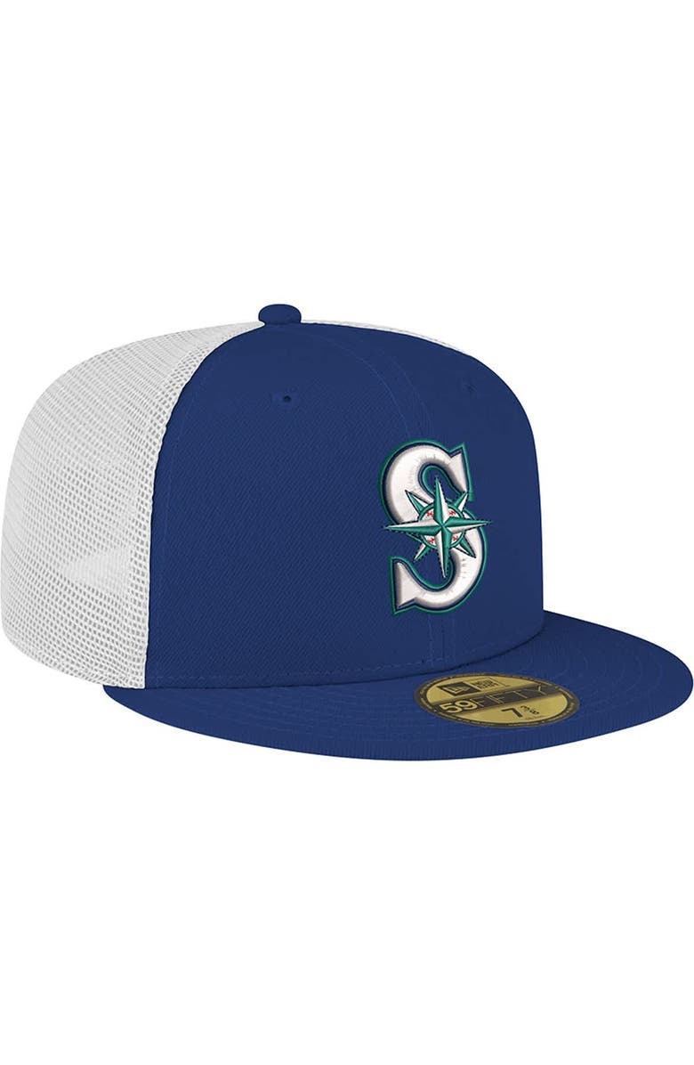 New Era Men's New Era Navy Seattle Mariners Team Color 59FIFTY Trucker Fitted Hat, Alternate, color, 