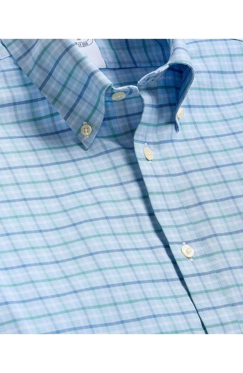 Brooks Brothers Plaid Non-Iron Stretch Cotton Oxford Button-Down Shirt, Alternate, color, Ltbluetealchk