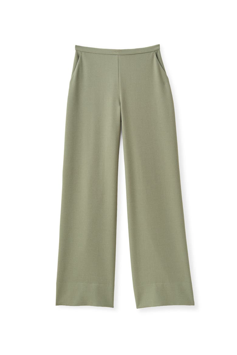 Olivia Pebbled Crepe Pant, Main, color, Moss