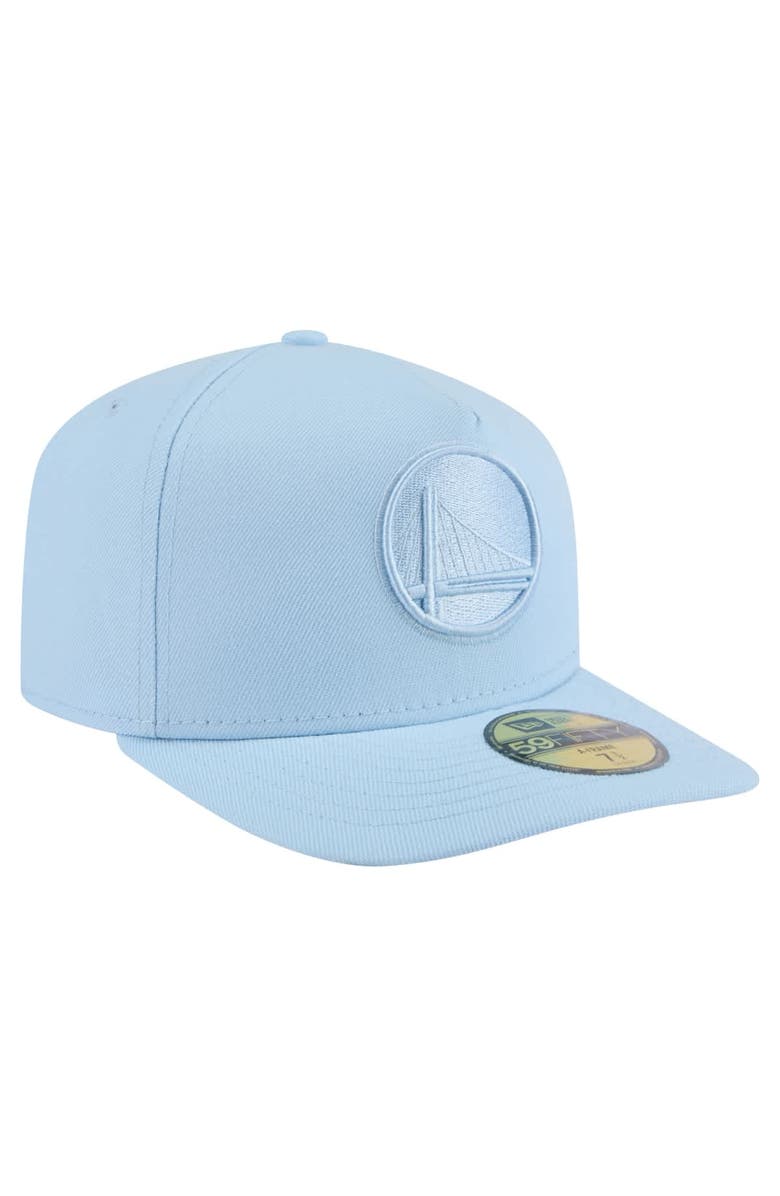 New Era Men's New Era Light Blue Golden State Warriors Colorpack A-Frame Pinch Front 59FIFTY Fitted Hat, Alternate, color,