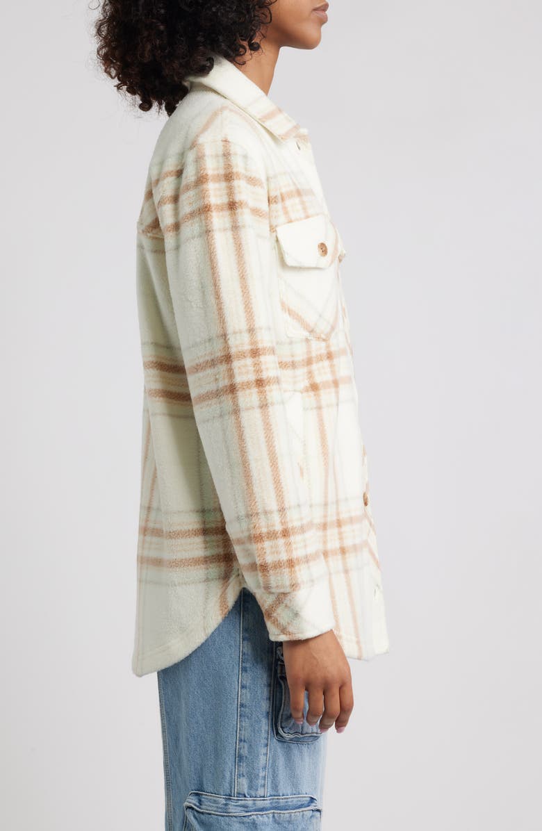Thread & Supply Plaid Polar Fleece Shacket, Alternate, color, Ivory Brown Combo