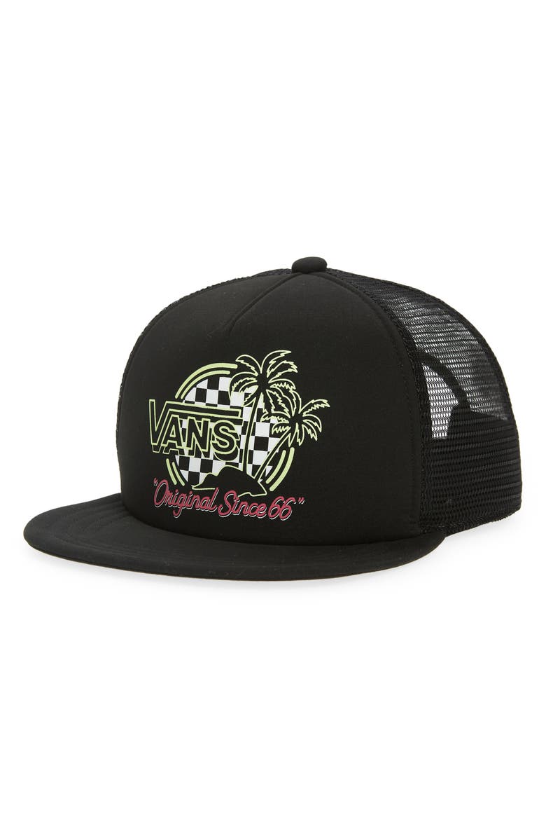 Vans Kids' Dual Palm Evo Logo Trucker Hat, Main, color, 