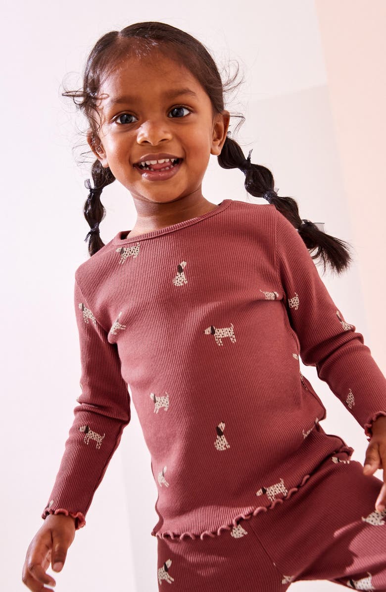 NEXT Kids' Dalmatian Print Long Sleeve Cotton Rib Top, Alternate, color, 