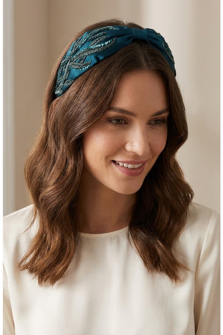 Azure Reef Embellished Headband, Alternate, color, Blue