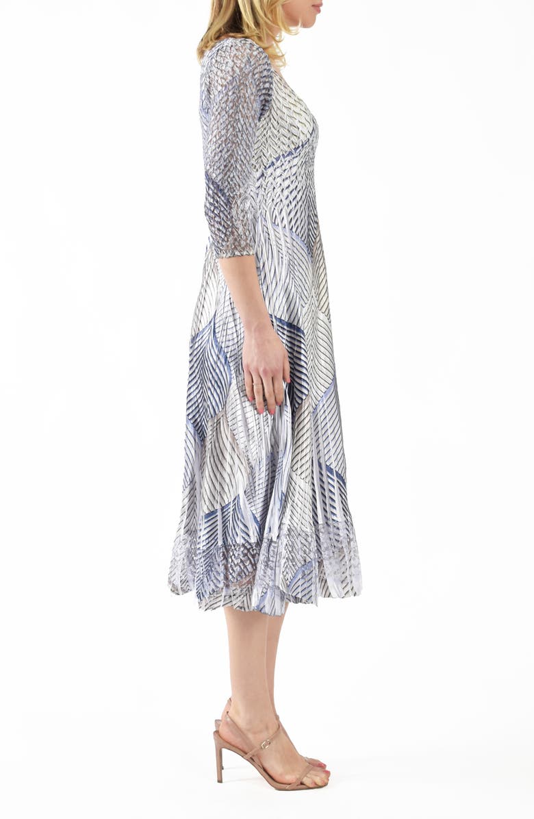 Komarov Abstract Print Charmeuse & Lace Cocktail Midi Dress, Alternate, color, 