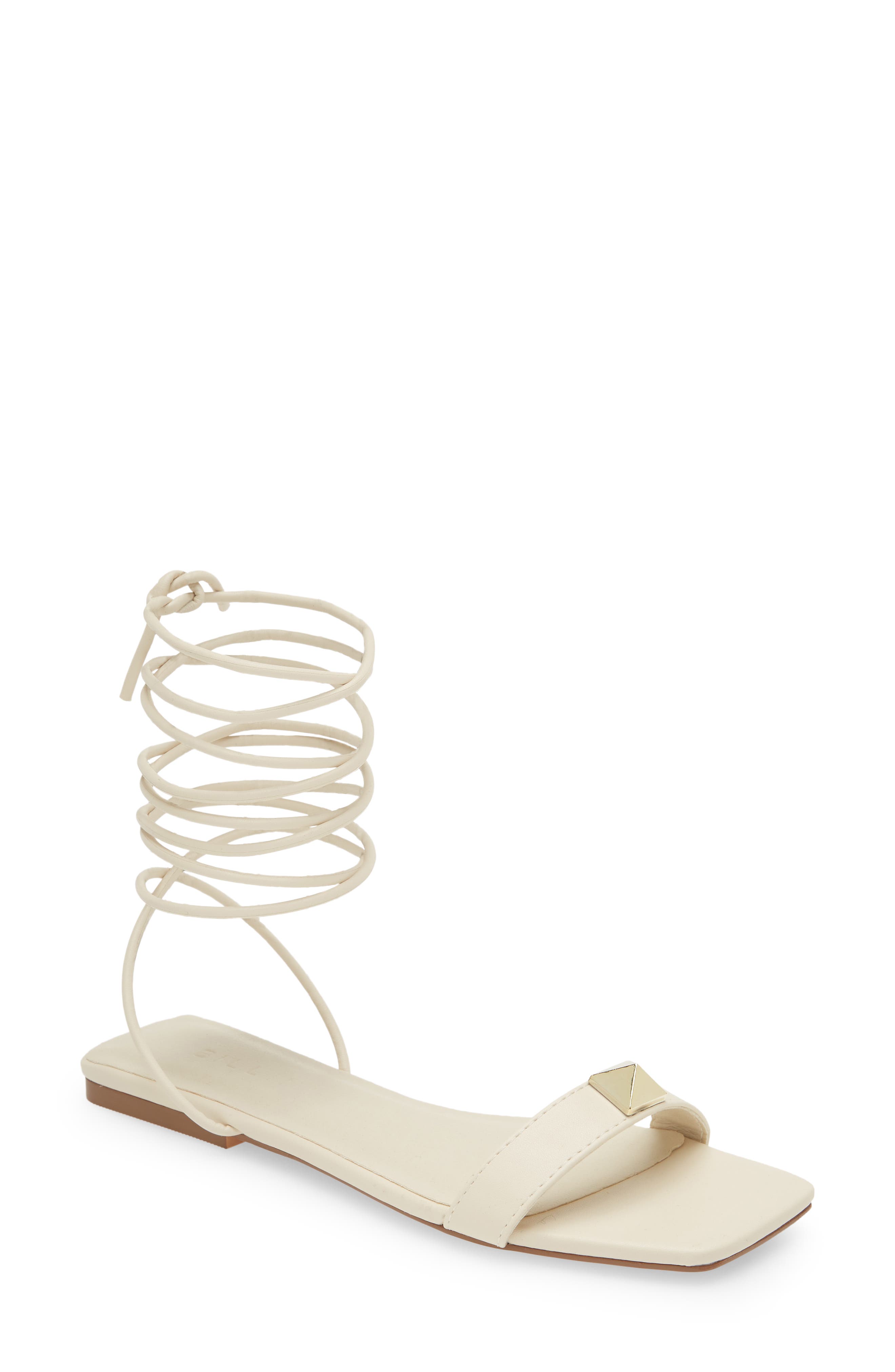 Jayden Ankle Wrap Sandal, Main, color, BONE