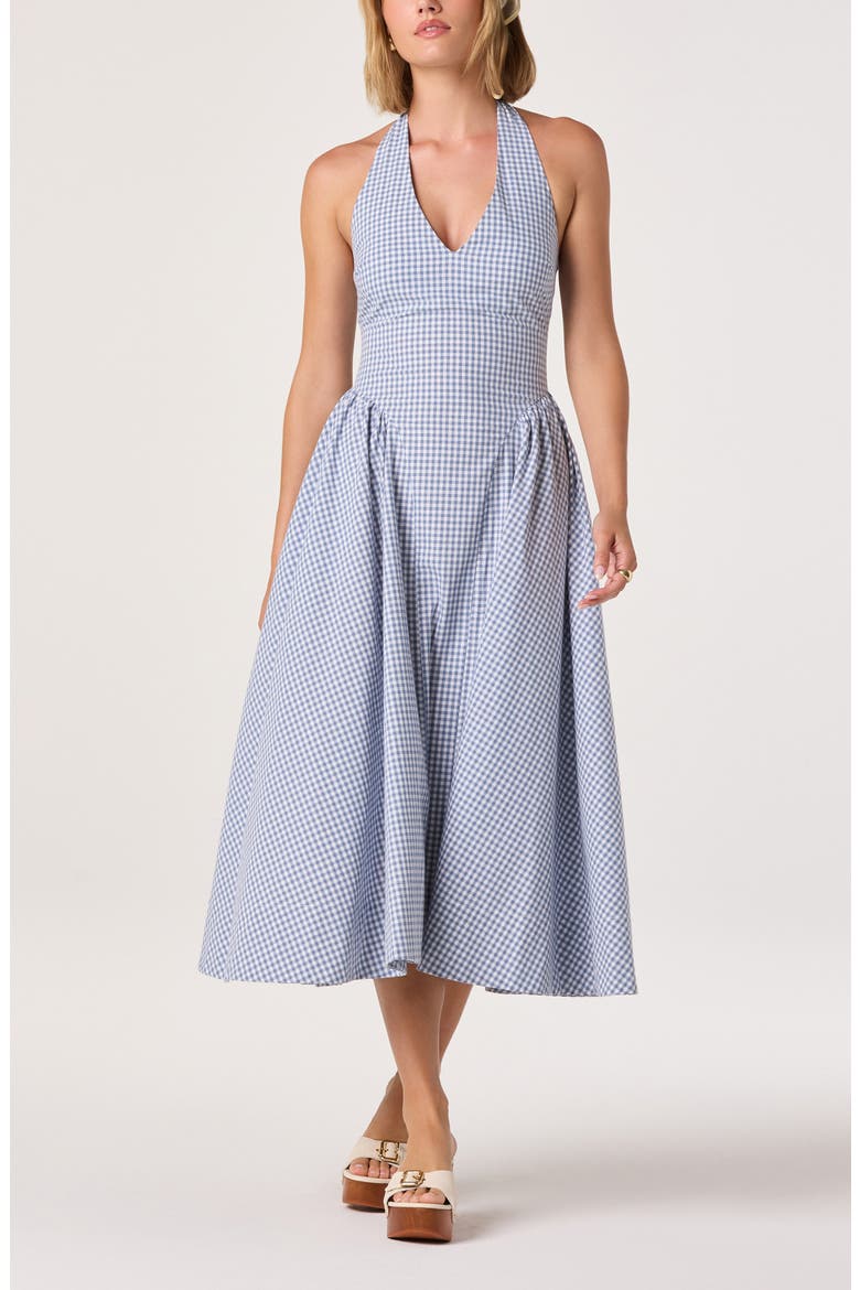 halter drop waist midi dress Maeve Lace Halter Drop-Waist Midi Dress