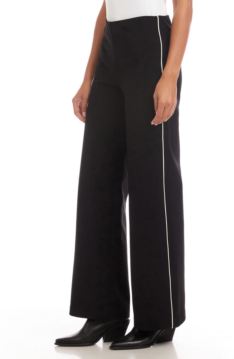 Karen Kane Contrast Piped Wide Leg Pants, Alternate, color, Black