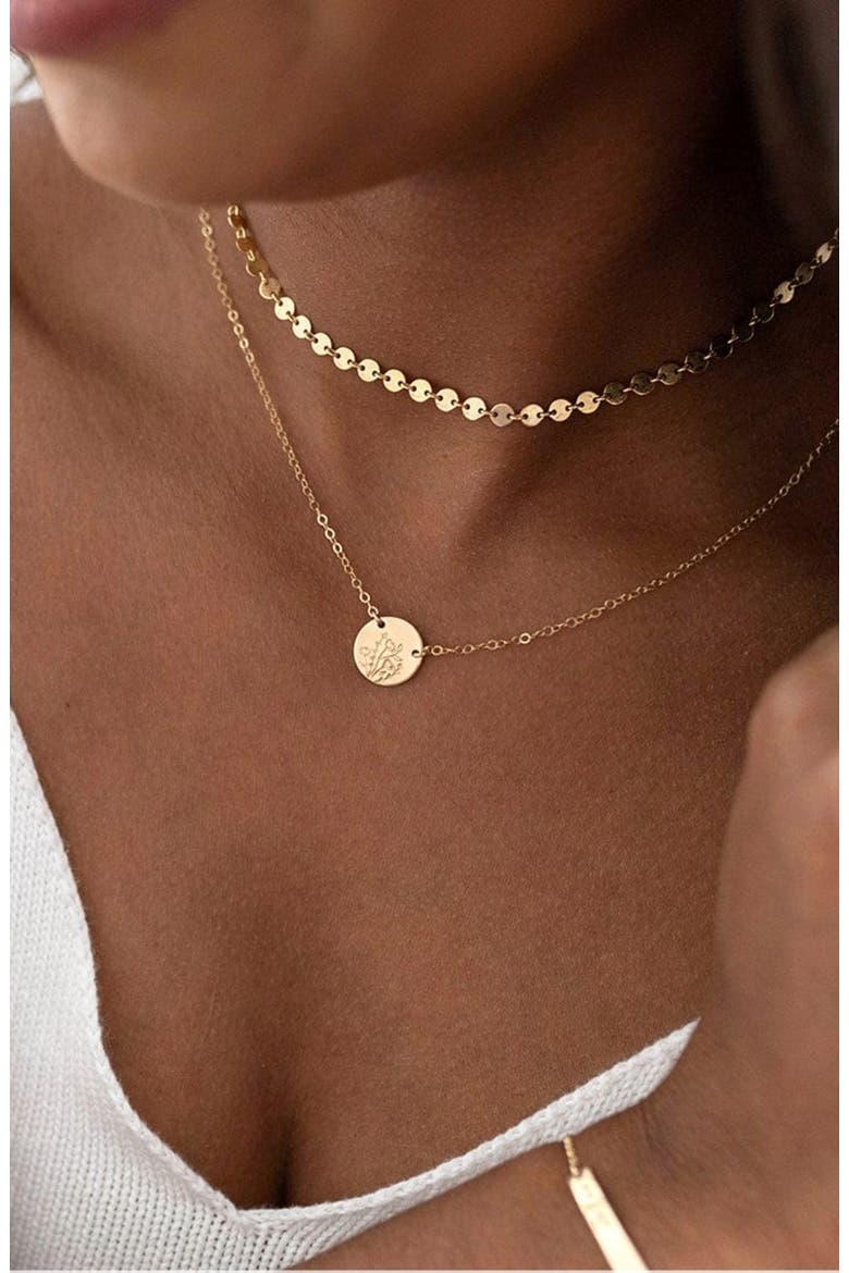 Wild Blooms Mini Zola Disc Necklace, Alternate, color, Gold Filled