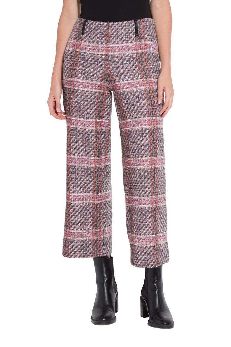 Romina High Waist Crop Wide Leg Pants, Main, color, ROUGE PLAID