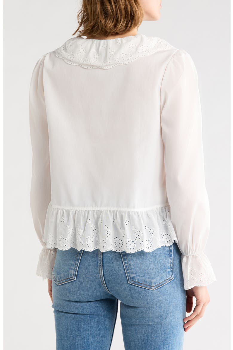 Scalloped Eyelet Collar Cotton Shirt, Alternate, color, WHITE