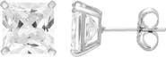 A&M 14K Gold 7mm Square CZ Stud Earrings