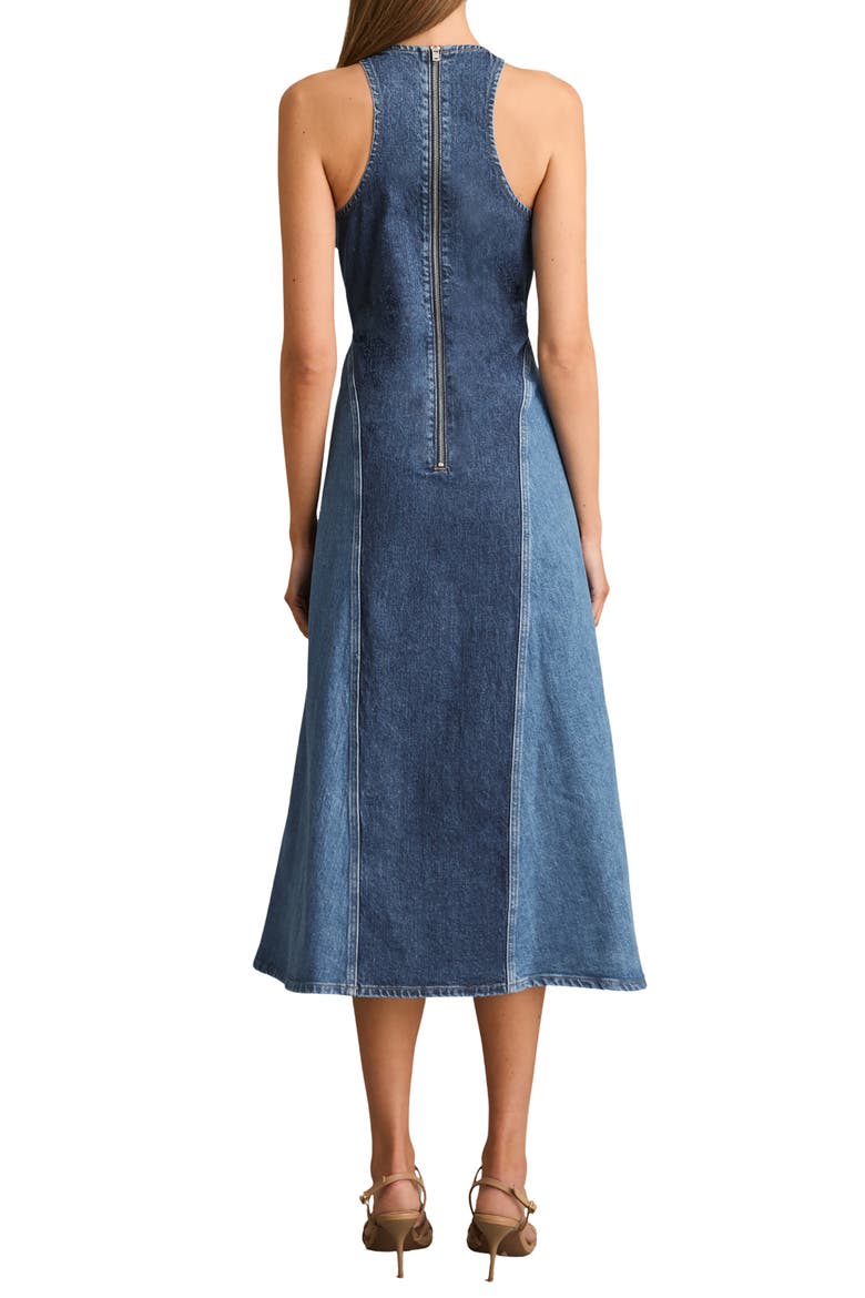 Wilder Colorblock Denim Panel Midi Dress, Alternate, color, INDIGO
