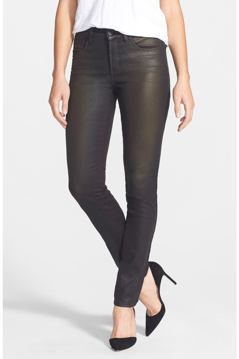'Alina' Coated Stretch Skinny Jeans, Main, color, BRONZE COATING