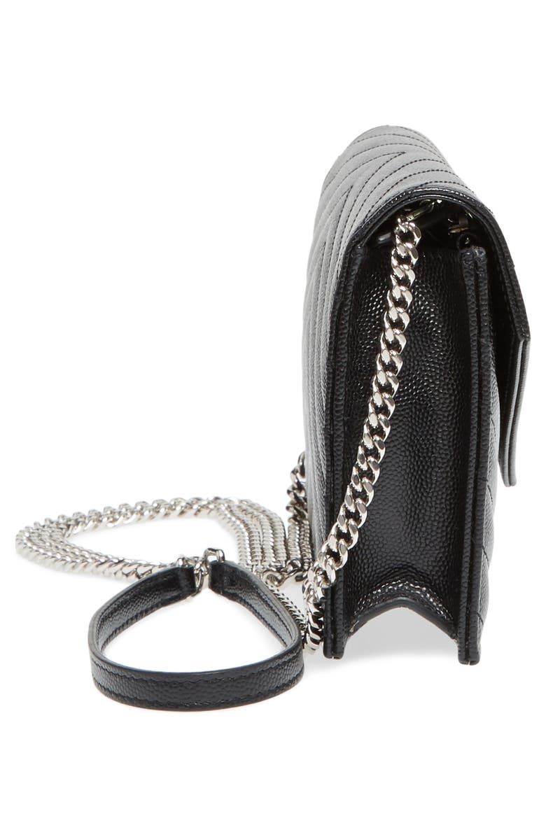 Saint Laurent Monogramme Calfskin Leather Wallet on a Chain, Alternate, color, 