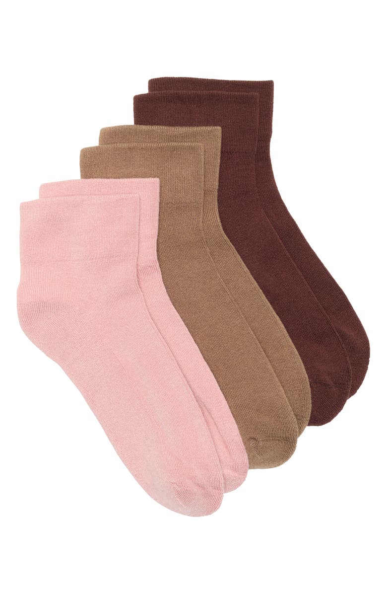 NORDSTROM RACK 3-Pack Pillow Sole Quarter Socks, Main, color, Mahogany Pack