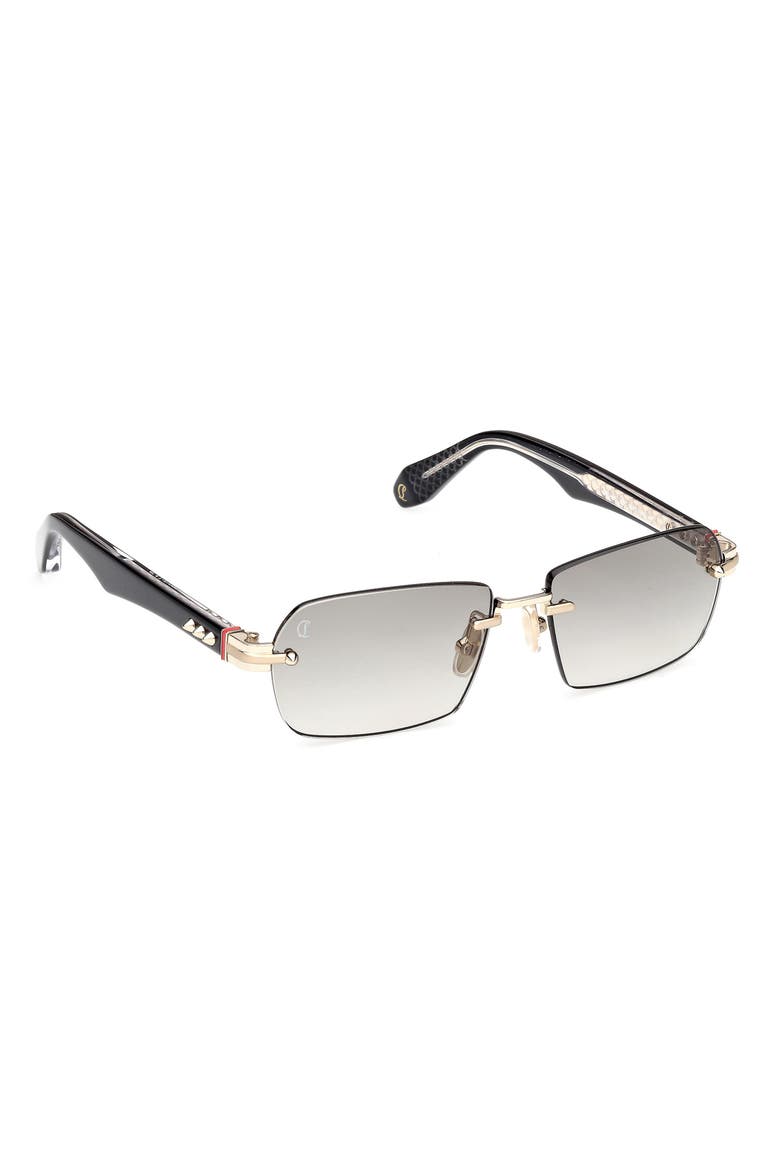 56mm Rectangular Sunglasses, Alternate, color, GOLD/ BLACK/ CRYSTAL/ SMOKE