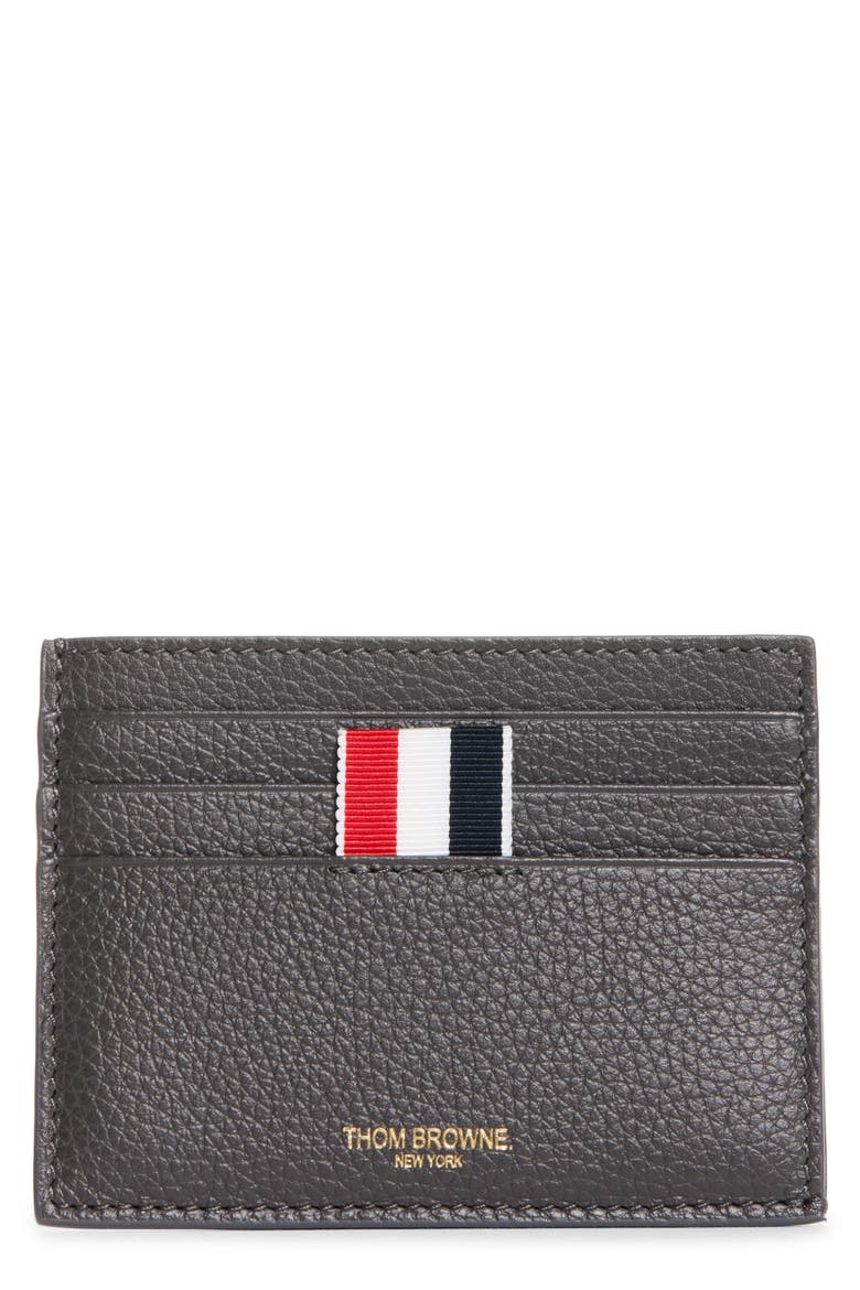 Leather Card Holder, Main, color, DARK GREY