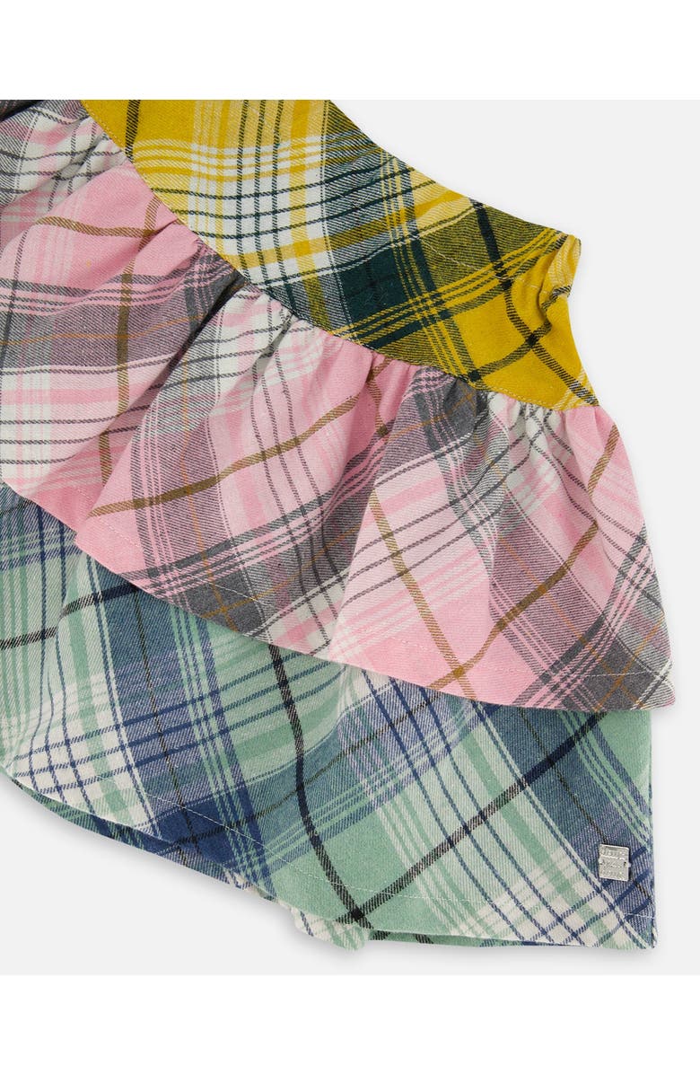 Deux par Deux Two-Tiered Flannel Skirt, Alternate, color, Green, Pink And Yellow