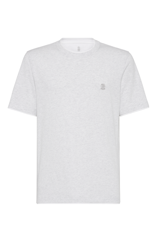 Brunello Cucinelli Logo-embroidered Cotton T-shirt In Light Grey