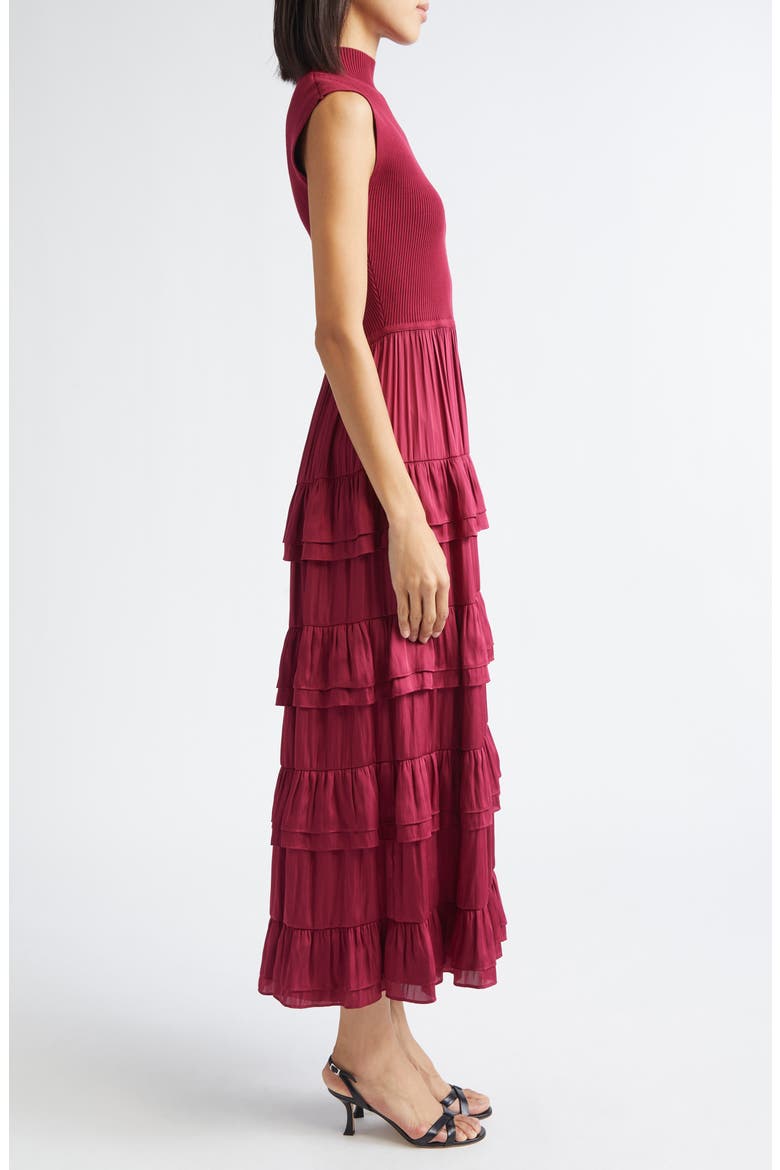 Klea Tiered Maxi Dress, Alternate, color, CARMINE