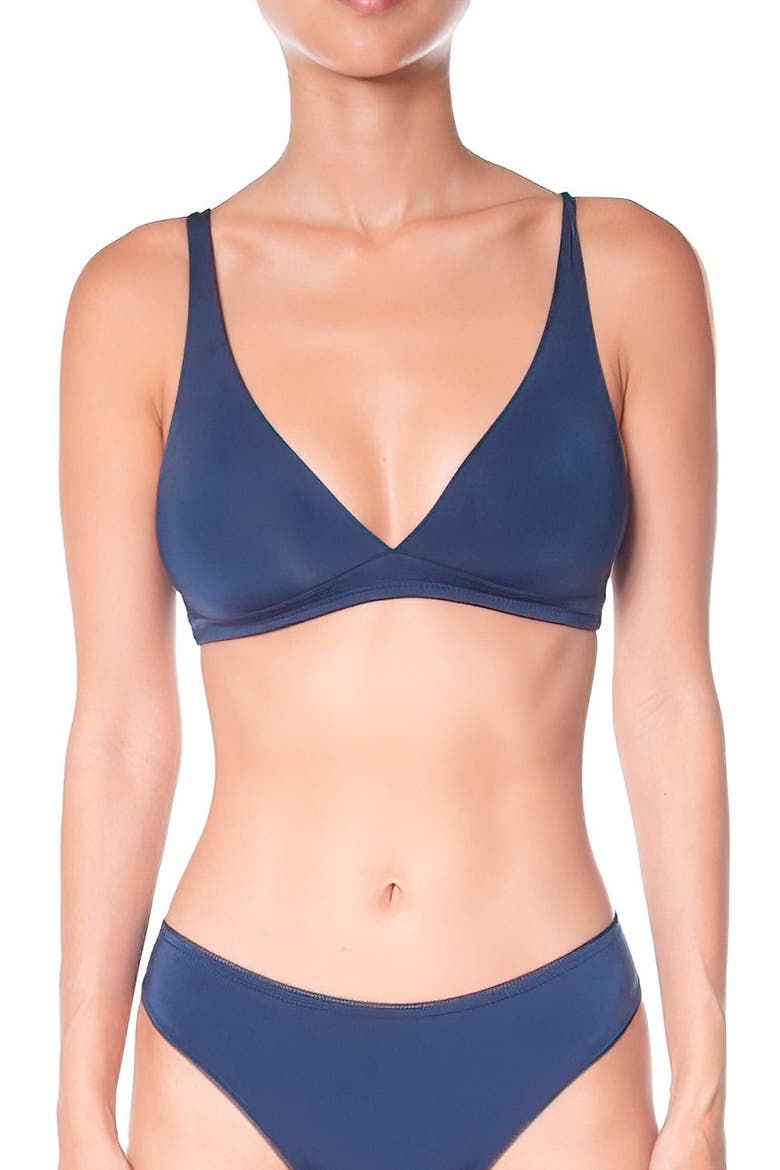 Forever Skin Triangle Bralette, Alternate, color, NAVY