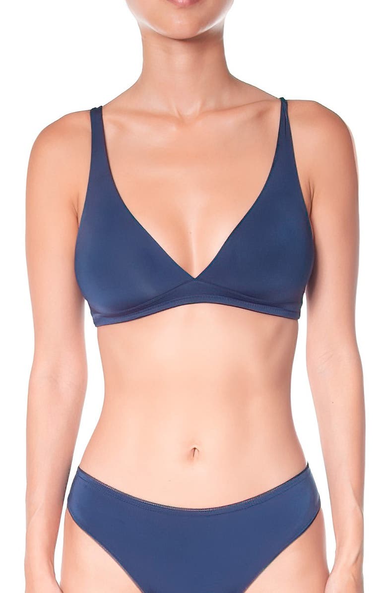 Huit Forever Skin Triangle Bralette, Alternate, color, Navy