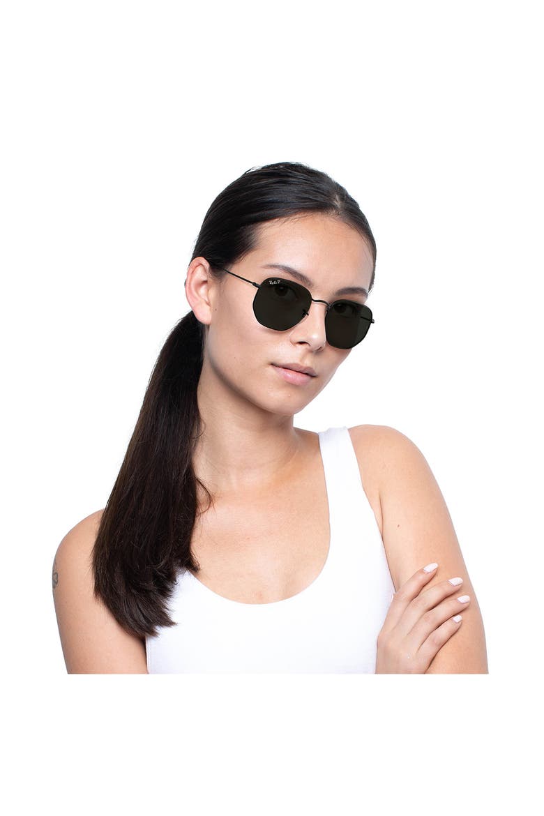 54mm Polarized Square Sunglasses, Alternate, color, BLACK/ GREEN