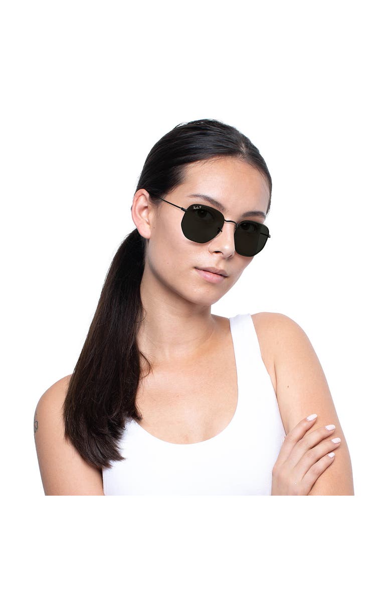 Ray-Ban 54mm Polarized Square Sunglasses, Alternate, color, Black/ Green