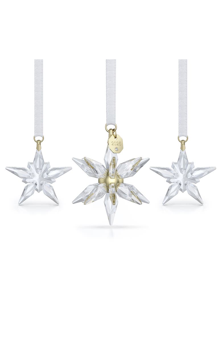 Swarovski 2025 Annual Edition Set of 3 3D Crystal Snowflake Ornaments, Main, color, White