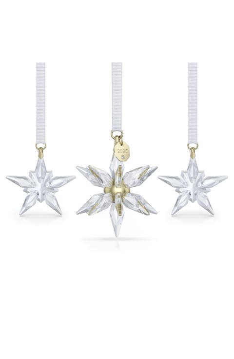 2025 Annual Edition Set of 3 3D Crystal Snowflake Ornaments