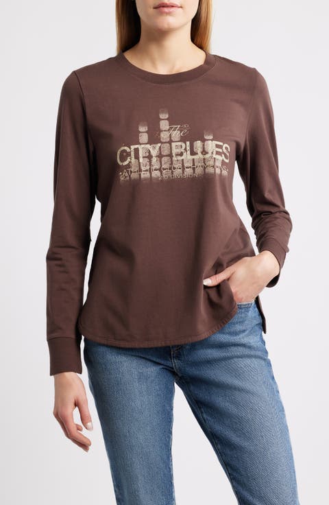 Graphic Print Cotton Blend Top