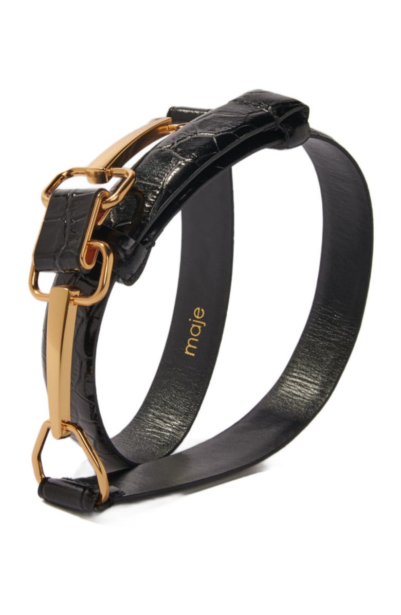 maje Leather belt with horse bit buckle, Alternate, color, 