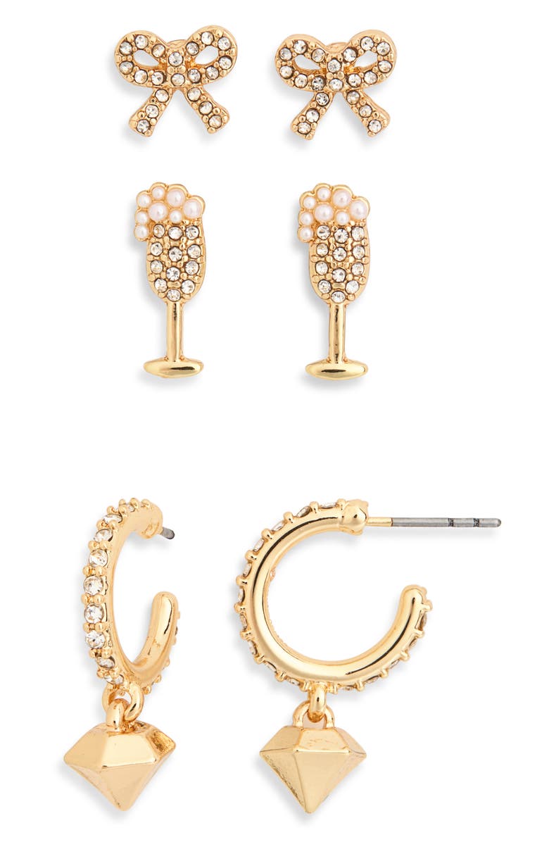 BaubleBar Bridal 3-Piece Stud & Hoop Earrings Set, Main, color, 