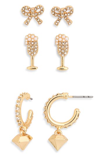 Baublebar Bridal 3-piece Stud & Hoop Earrings Set